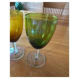 Set of 4 Vibrant Marshall Fields Dark Iridescent Colored Glass Goblets
