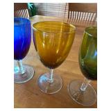 Set of 4 Vibrant Marshall Fields Dark Iridescent Colored Glass Goblets