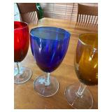 Set of 4 Vibrant Marshall Fields Dark Iridescent Colored Glass Goblets