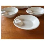 Set of 4 Unique Vintage Handcrafted White Abstract Candle Holder/Planter and Ceramic Dishes / Ashtrays with Signature