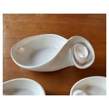 Set of 4 Unique Vintage Handcrafted White Abstract Candle Holder/Planter and Ceramic Dishes / Ashtrays with Signature