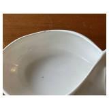 Set of 4 Unique Vintage Handcrafted White Abstract Candle Holder/Planter and Ceramic Dishes / Ashtrays with Signature