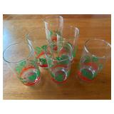 Set of 6 Libby Glass Company Holiday-Themed Glass Tumblers with Holly Berry Design