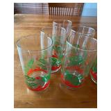 Set of 6 Libby Glass Company Holiday-Themed Glass Tumblers with Holly Berry Design
