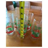 Set of 6 Libby Glass Company Holiday-Themed Glass Tumblers with Holly Berry Design