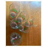 Set of 6 Libby Glass Company Holiday-Themed Glass Tumblers with Holly Berry Design