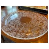 NuutajÃ¤rvi Rosita Floral Etched Glass Serving Platter in Original Box