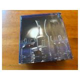 5 Piece Susquehanna Glass Company Clipper Pattern Etched Glass Decanter with 4 Matching Glasses