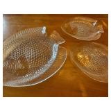 Arcopal France Glass Fish-Shaped Serving Platter Set