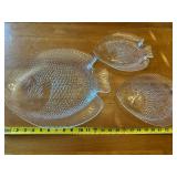 Arcopal France Glass Fish-Shaped Serving Platter Set