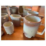 Vintage Frankoma Plainsman Gold Stoneware Pottery Set with Mugs, Pitchers, and Salt Shakers - 14 Pieces