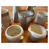 Vintage Frankoma Plainsman Gold Stoneware Pottery Set with Mugs, Pitchers, and Salt Shakers - 14 Pieces