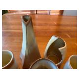 Vintage Frankoma Plainsman Gold Stoneware Pottery Set with Mugs, Pitchers, and Salt Shakers - 14 Pieces