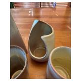 Vintage Frankoma Plainsman Gold Stoneware Pottery Set with Mugs, Pitchers, and Salt Shakers - 14 Pieces