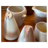 Vintage Frankoma Plainsman Gold Stoneware Pottery Set with Mugs, Pitchers, and Salt Shakers - 14 Pieces