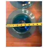 Set of 4 Vintage Blue / Teal Wide Rim Glass Bowls