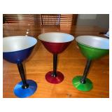 Set of 3 Vintage J.H. Cristil Co Perma Hue Martini Glasses