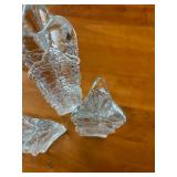 Set of 3 Glasslight Studio Textured Clear Glass Melting Ice Candle Holders by Joel and Candace Bless Glass Artists