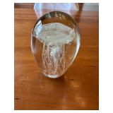 Unique Hand blown Glass Paperweight with Phosphorescent Glow in the Dark Luminous Jellyfish Design