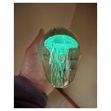 Unique Hand blown Glass Paperweight with Phosphorescent Glow in the Dark Luminous Jellyfish Design