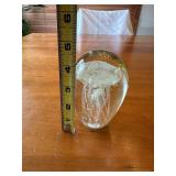 Unique Hand blown Glass Paperweight with Phosphorescent Glow in the Dark Luminous Jellyfish Design