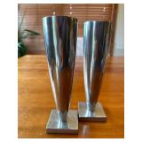 Pair of Miceal Graves Lumina 8" Polished Aluminum Candle Holders