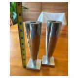 Pair of Miceal Graves Lumina 8" Polished Aluminum Candle Holders