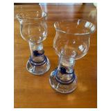Set of 2 Handmade Glass Candle Holders by Lorup, Made in Estonia