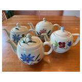 Set of 4 Vintage USA Floral Teapots