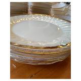 Set of Vintage Gold Rimmed White Dinnerware including Plates and Cups
