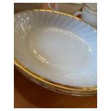 Set of Vintage Gold Rimmed White Dinnerware including Plates and Cups