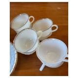 Set of Vintage Gold Rimmed White Dinnerware including Plates and Cups