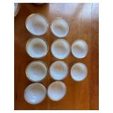 Set of Vintage Gold Rimmed White Dinnerware including Plates and Cups