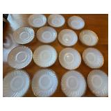 Set of Vintage Gold Rimmed White Dinnerware including Plates and Cups