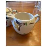 Vintage Puritan Pottery Ivy Blossom Cream and Sugar with Lid and Puritan Pottery Apple Dear Sugar/No Lid