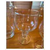 Set of 4 Vintage Anchor Hocking Hollow Stem Beer Stout Glass Goblets with and One Vintage Princess House Martini Cocktail Pitcher Etched Pattern