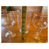 Set of 4 Vintage Anchor Hocking Hollow Stem Beer Stout Glass Goblets with and One Vintage Princess House Martini Cocktail Pitcher Etched Pattern