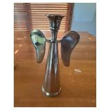 Silvertone Angel Shaped Metal Taper Candle Holder