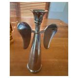 Silvertone Angel Shaped Metal Taper Candle Holder