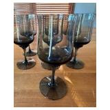 Set of 7 Vintage Royal Prestige Smoke Gray Wine Glasses