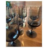 Set of 7 Vintage Royal Prestige Smoke Gray Wine Glasses