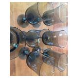 Set of 7 Vintage Royal Prestige Smoke Gray Wine Glasses