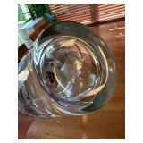 Dorothy Thorpe Style Large Glass Vase with Floral Etching