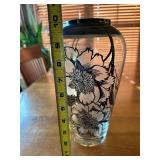 Dorothy Thorpe Style Large Glass Vase with Floral Etching