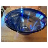 Large Blue Glass Decorative Bowl 8-inch Heights