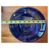 Large Blue Glass Decorative Bowl 8-inch Heights