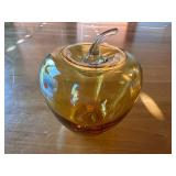 Blenko Handmade Gold Apple Glass Paperweight