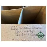 Set of 7 Blue Swirl Sherbet Cups - Handmade Glass