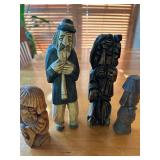 Set of 4 Handcrafted Polish Wooden Figurines