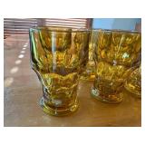 Set of 6 Anchor Hocking Georgian Amber Glass Tumblers with Faceted Design